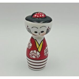 Vintage Porcelain Japanese Kokeshi Doll Salt or Pepper‎ Shaker with Cork